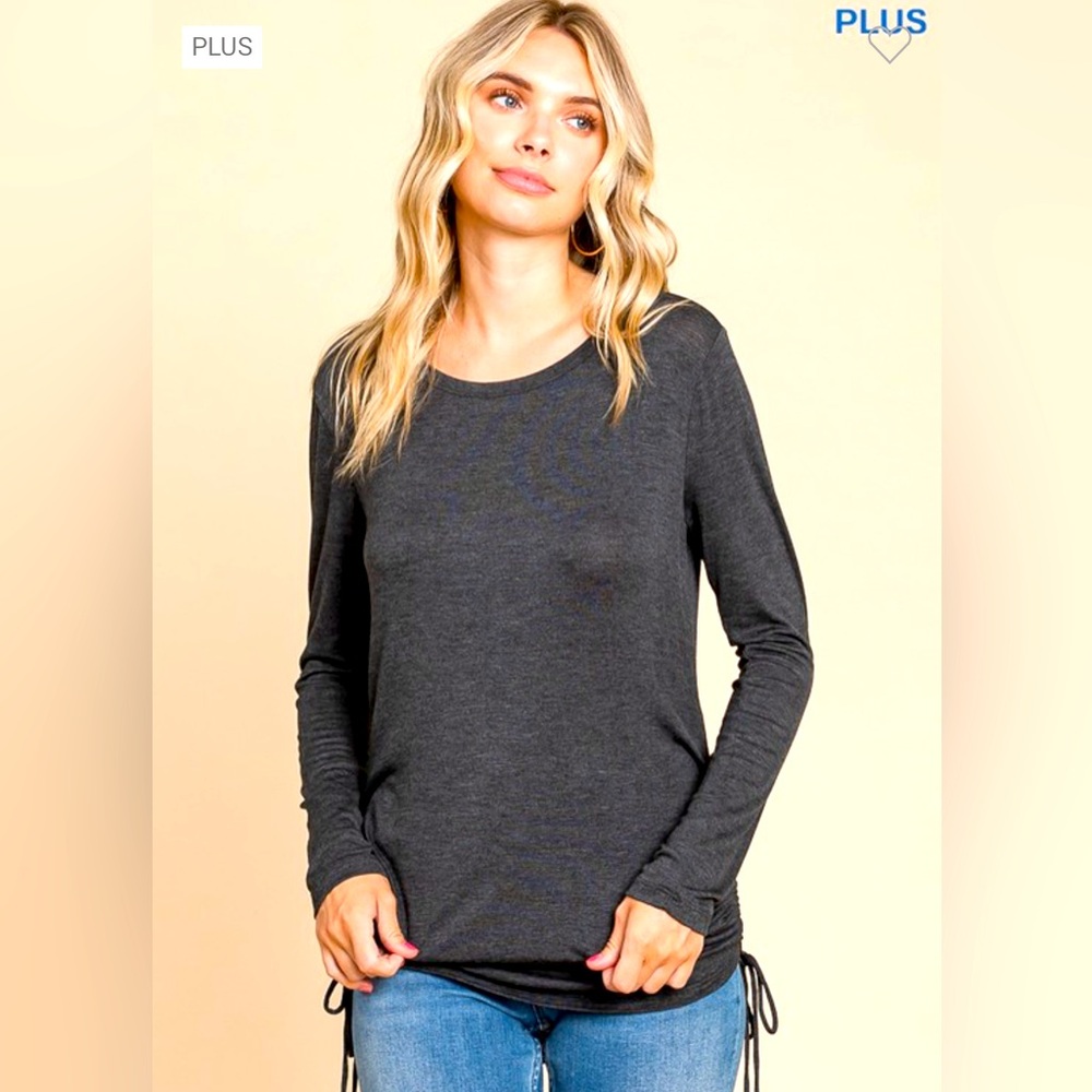 Cute Comfy Crew Neck Slide Drawstring Top